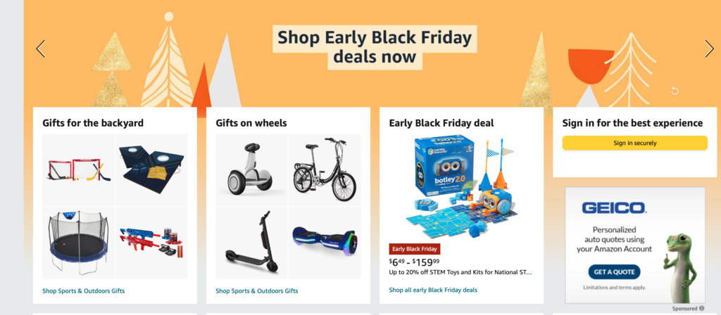 Amazon Holiday Homepage